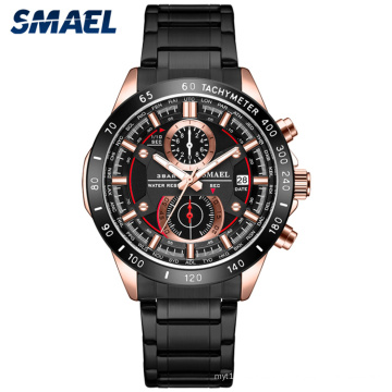 China fabricante de relógios SMAEL moda masculina pulseira de aço inoxidável relógio de quartzo à prova d&#39;água data cronógrafo relógio masculino 9064